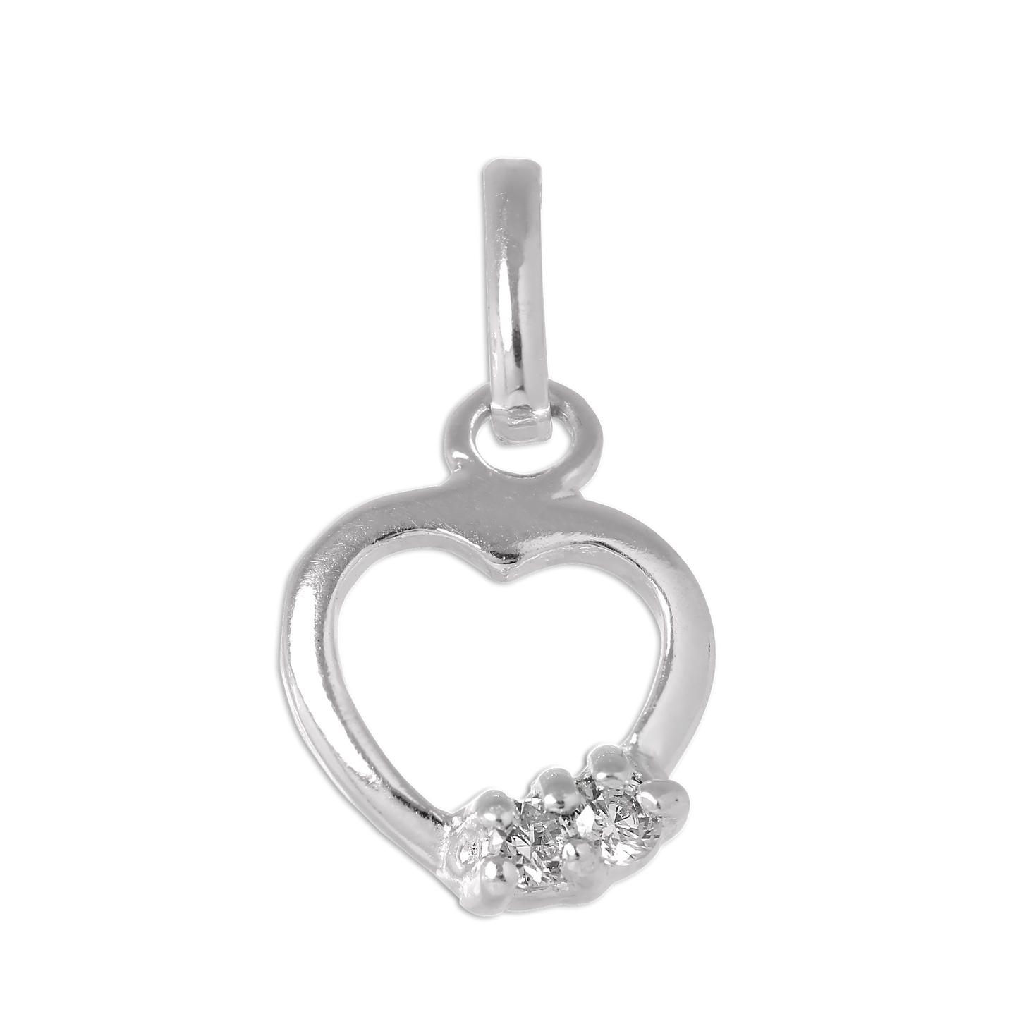 Sterling Silver & CZ Crystal Open Heart Charm