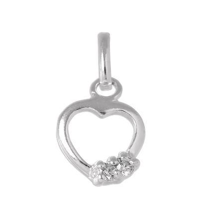 Sterling Silver & CZ Crystal Open Heart Charm