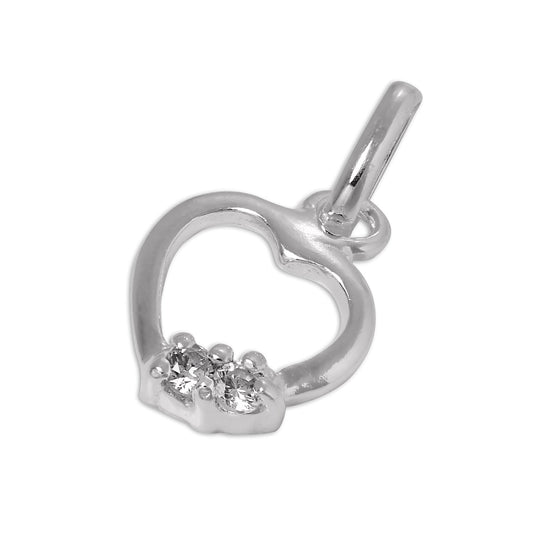 Sterling Silver & CZ Crystal Open Heart Charm