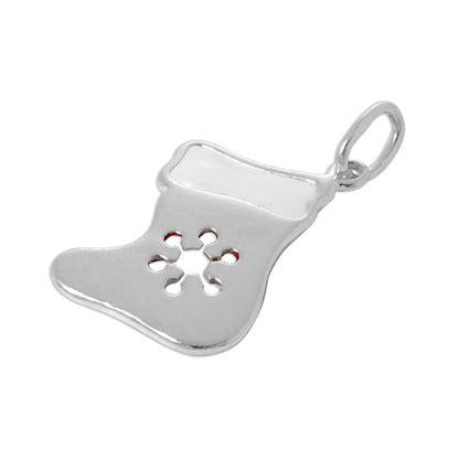 Sterling Silver Enamelled Red Christmas Stocking Charm
