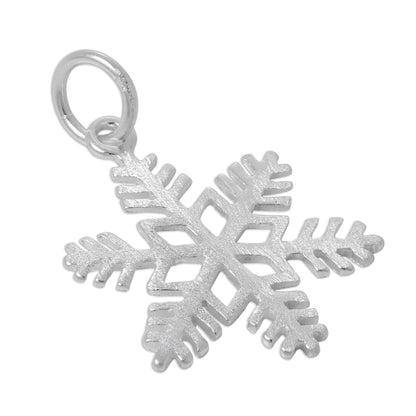 Large Sterling Silver Diamond Cut Snowflake Charm