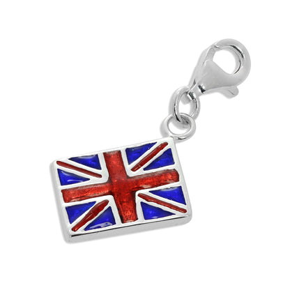 Sterling Silver Enamelled Union Jack Flag Clip on Charm