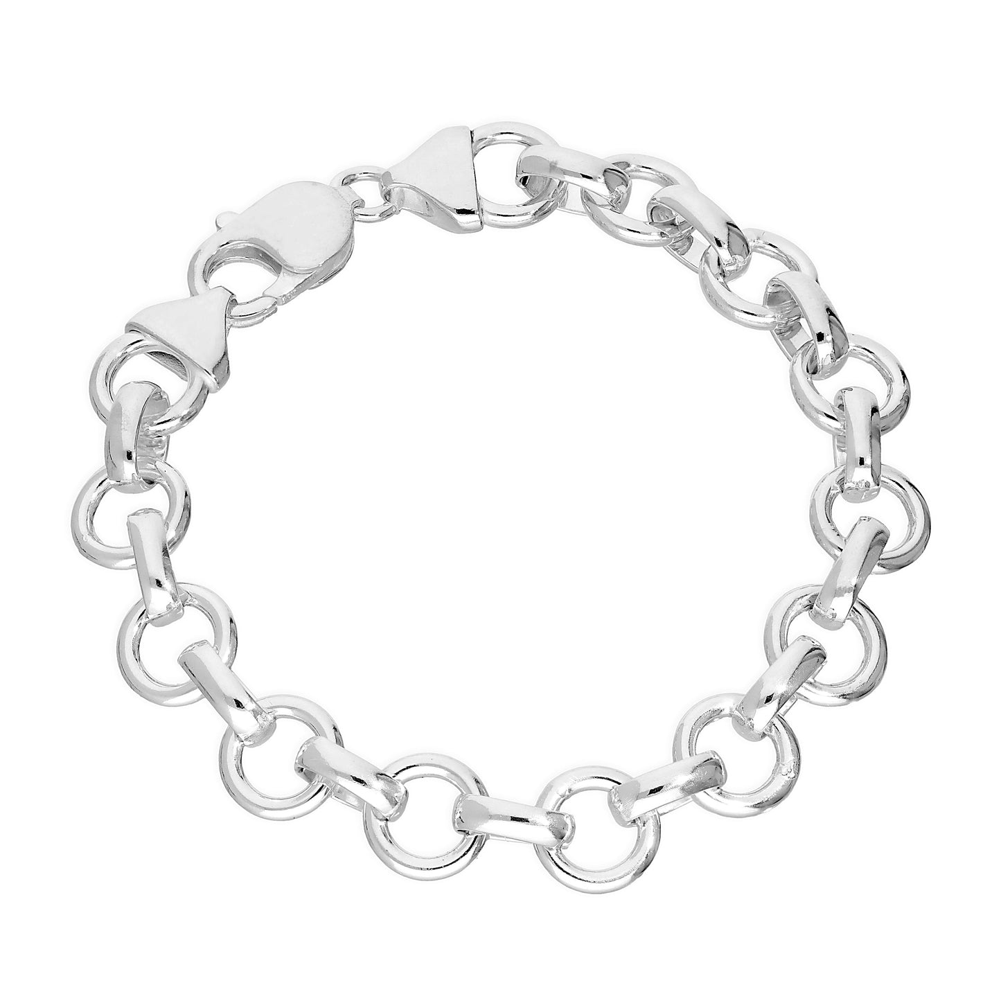 Sterling Silver 7.5 Inch Thick Curb Charm Bracelet