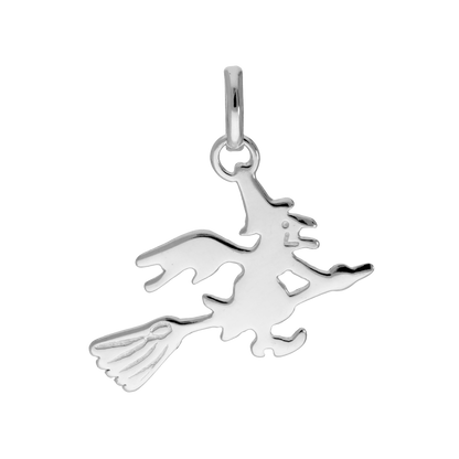 Sterling Silver Witch on a Broomstick Charm