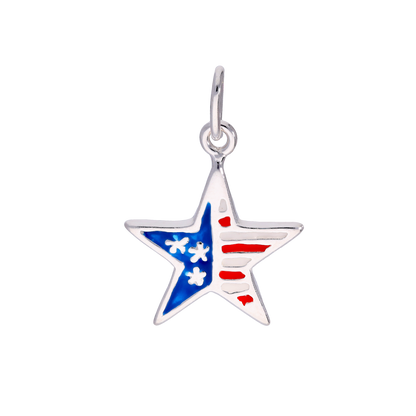 Sterling Silver & Enamel American Flag Star Charm