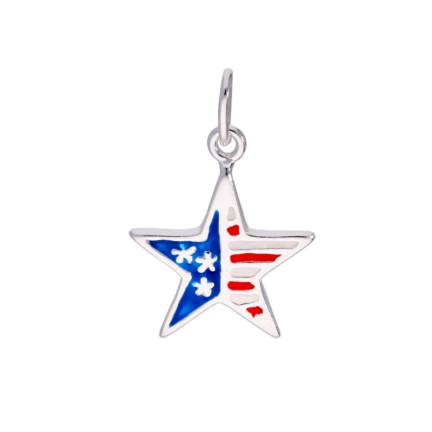 Sterling Silver & Enamel American Flag Star Charm