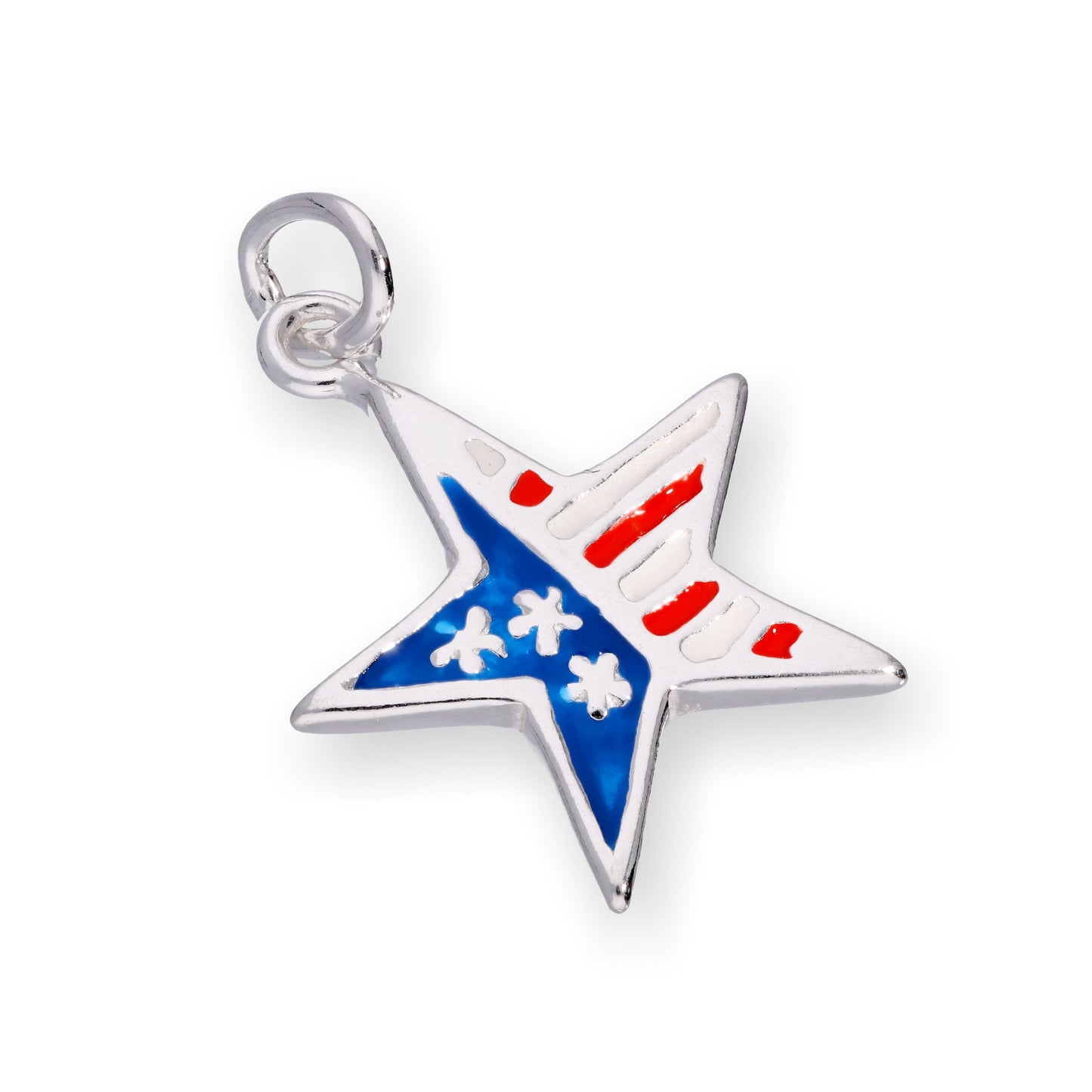 Sterling Silver & Enamel American Flag Star Charm
