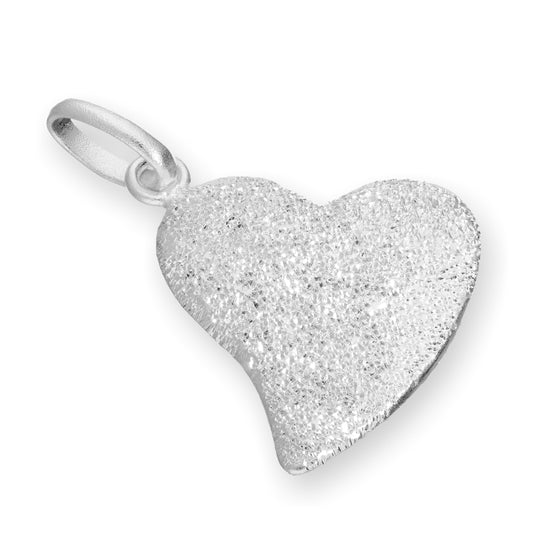 Sterling Silver Frosted Heart Charm
