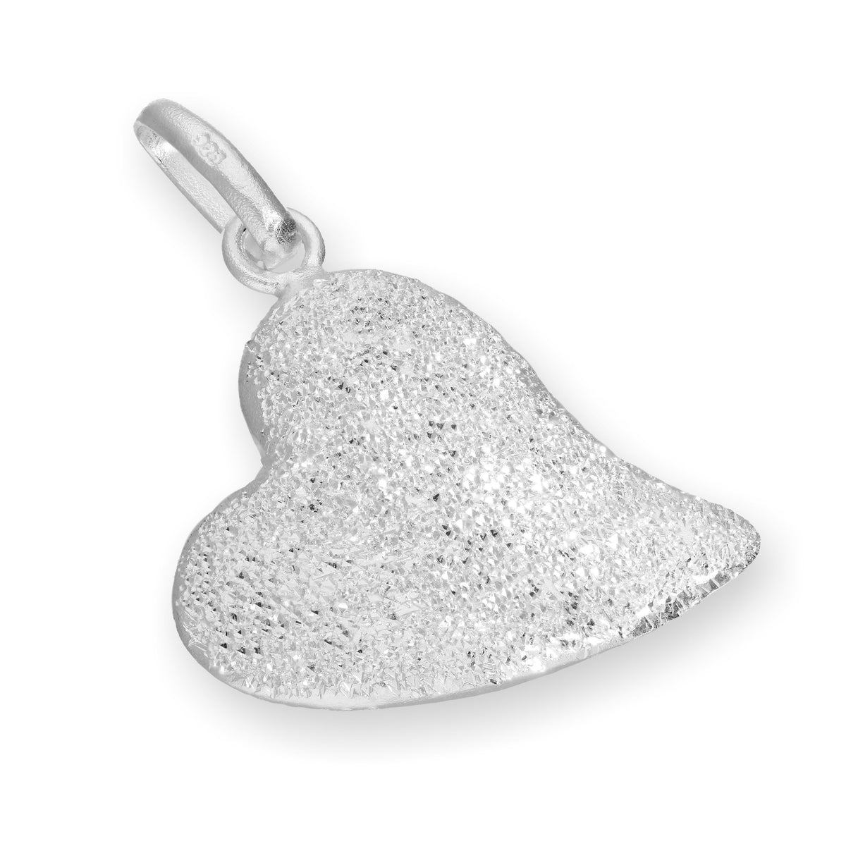 Sterling Silver Frosted Heart Charm