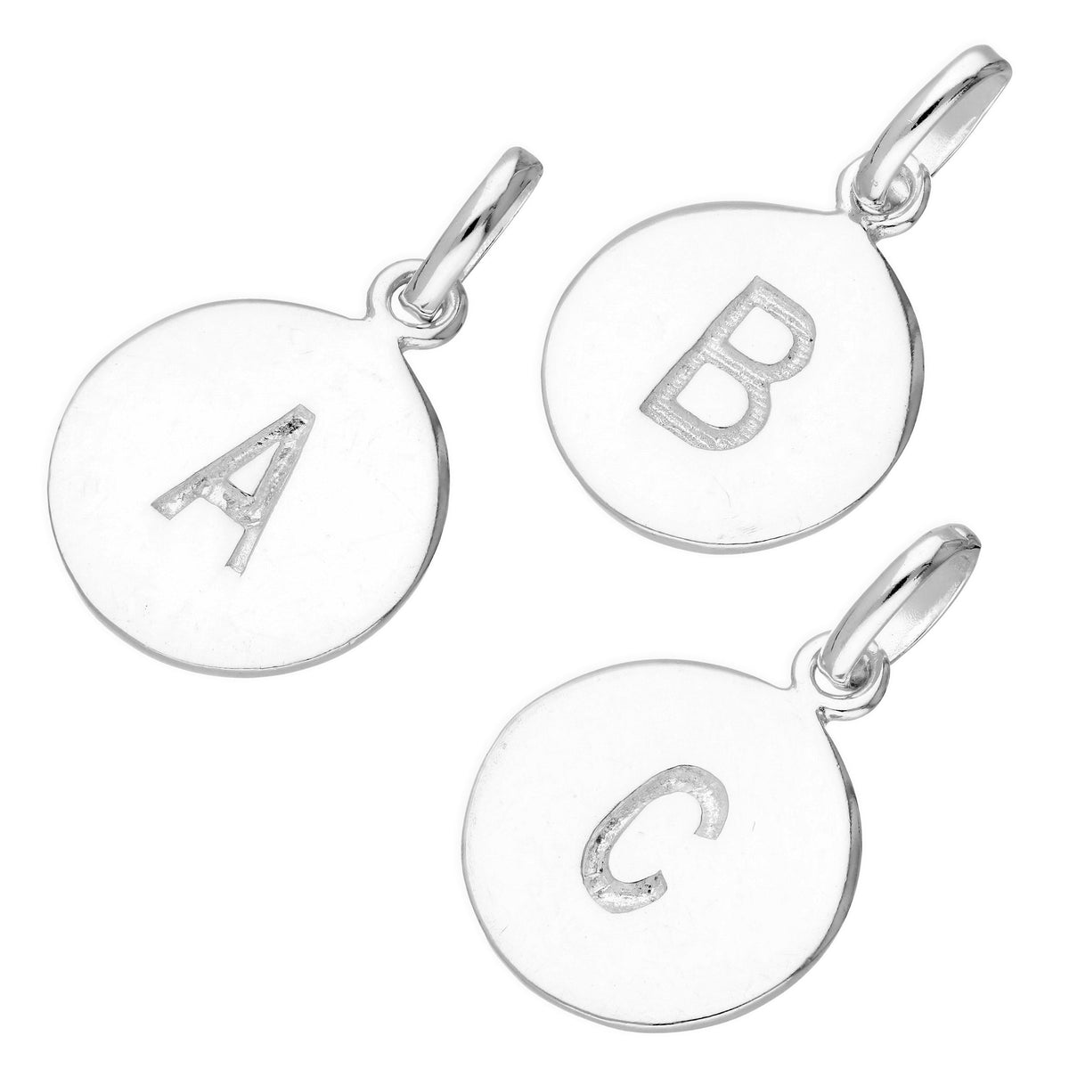 Sterling Silver Engravable Round Alphabet Letter Charm A-Z