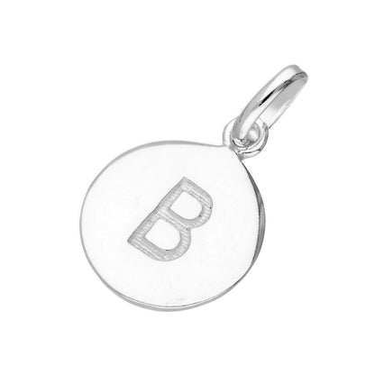 Sterling Silver Engravable Round Alphabet Letter Charm A-Z
