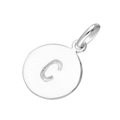 Sterling Silver Engravable Round Alphabet Letter Charm A-Z