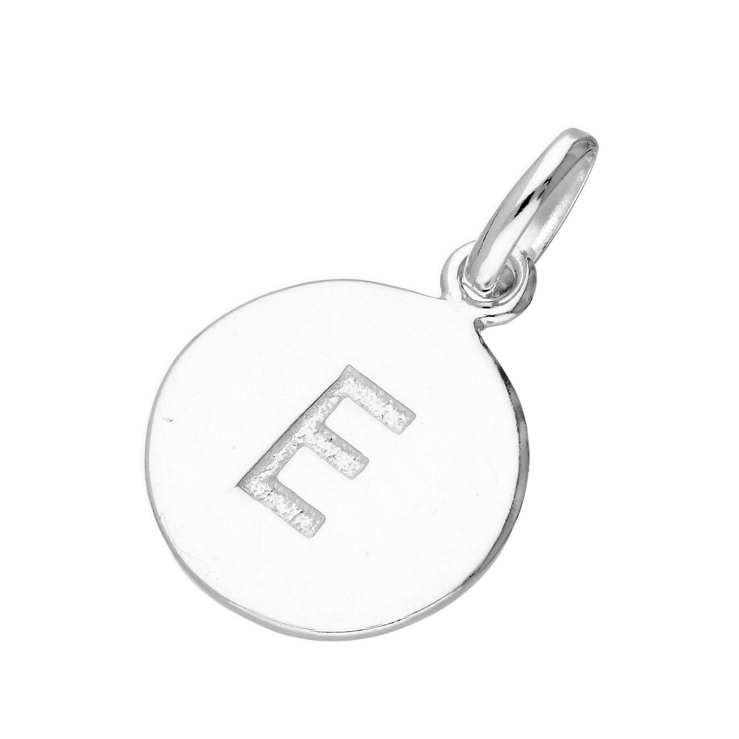 Sterling Silver Engravable Round Alphabet Letter Charm A-Z