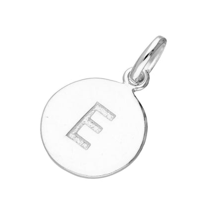 Sterling Silver Engravable Round Alphabet Letter Charm A-Z