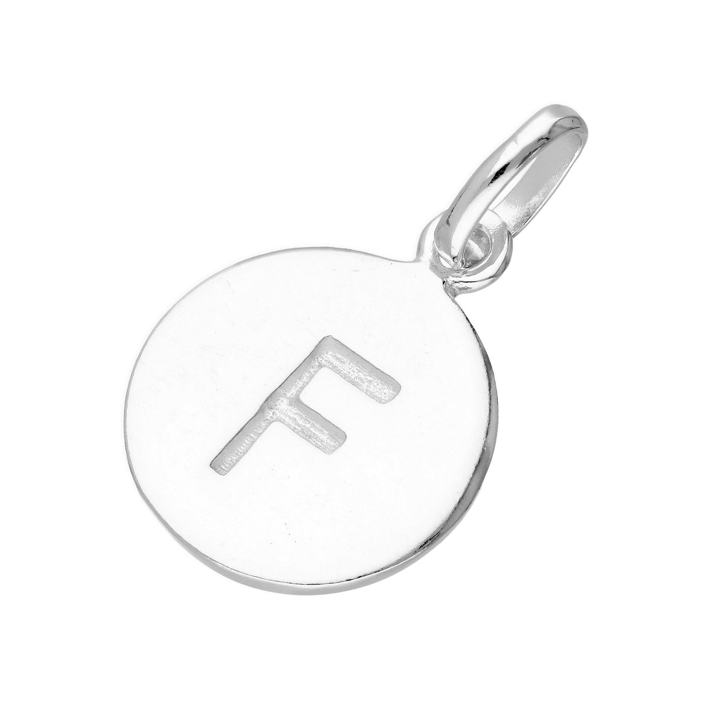 Sterling Silver Engravable Round Alphabet Letter Charm A-Z