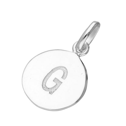 Sterling Silver Engravable Round Alphabet Letter Charm A-Z