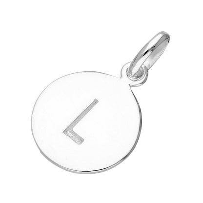 Sterling Silver Engravable Round Alphabet Letter Charm A-Z