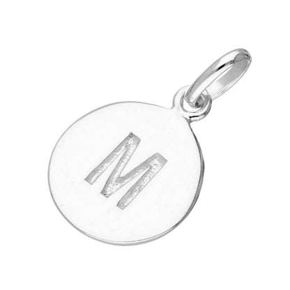 Sterling Silver Engravable Round Alphabet Letter Charm A-Z