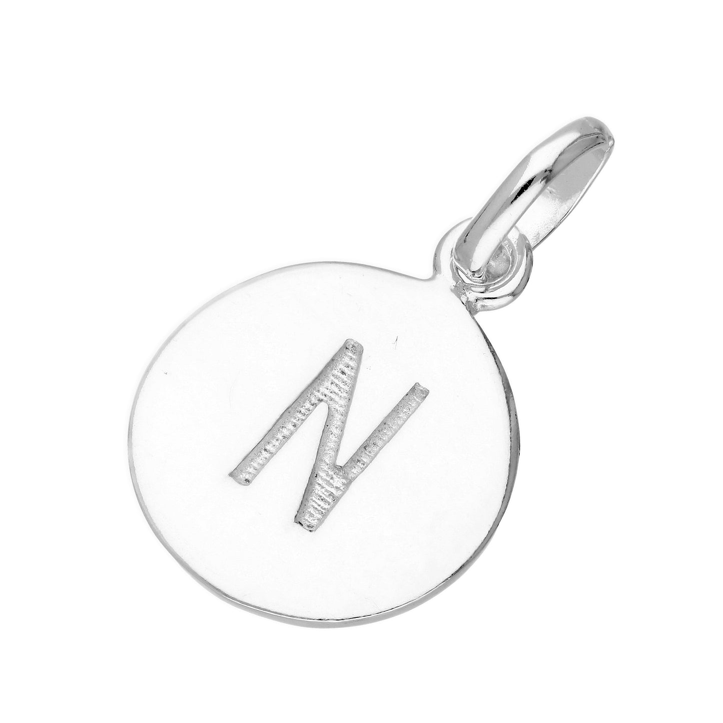 Sterling Silver Engravable Round Alphabet Letter Charm A-Z