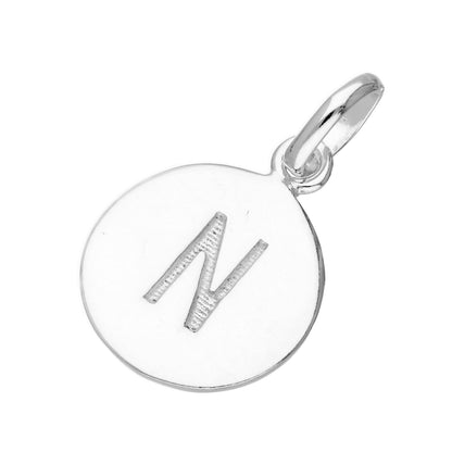 Sterling Silver Engravable Round Alphabet Letter Charm A-Z