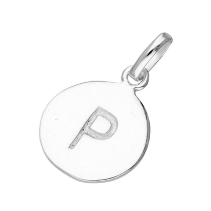 Sterling Silver Engravable Round Alphabet Letter Charm A-Z