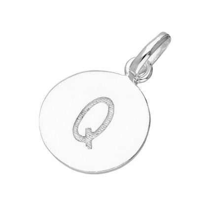 Sterling Silver Engravable Round Alphabet Letter Charm A-Z