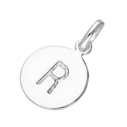 Sterling Silver Engravable Round Alphabet Letter Charm A-Z