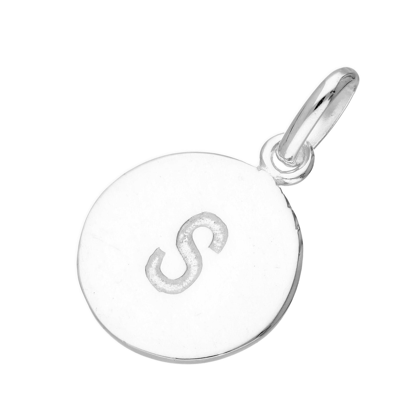 Sterling Silver Engravable Round Alphabet Letter Charm A-Z