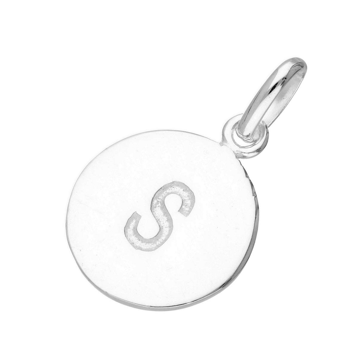 Sterling Silver Engravable Round Alphabet Letter Charm A-Z