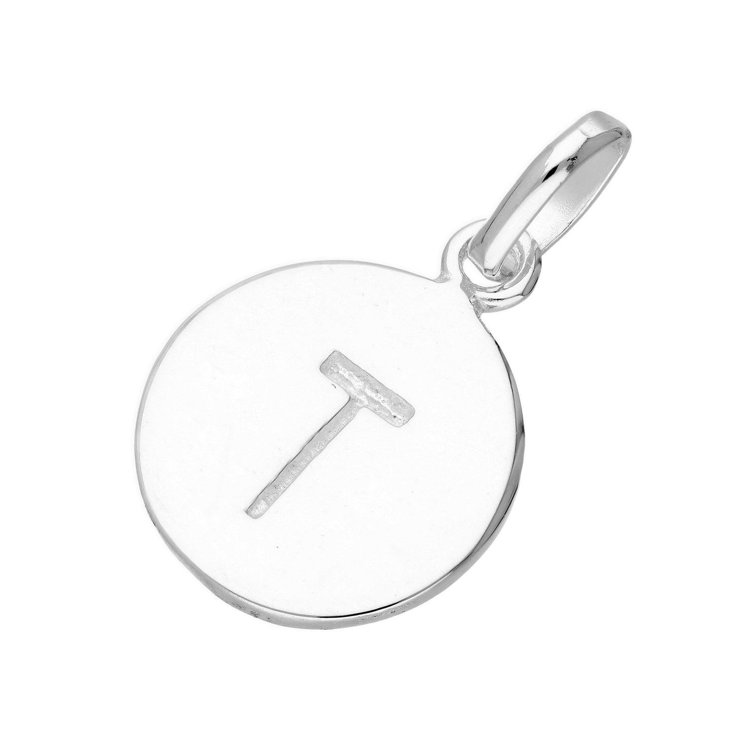 Sterling Silver Engravable Round Alphabet Letter Charm A-Z