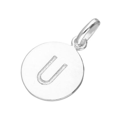 Sterling Silver Engravable Round Alphabet Letter Charm A-Z