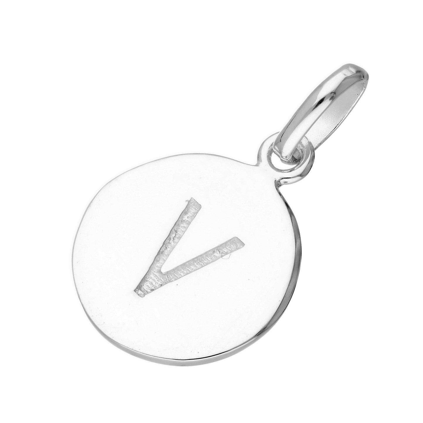 Sterling Silver Engravable Round Alphabet Letter Charm A-Z