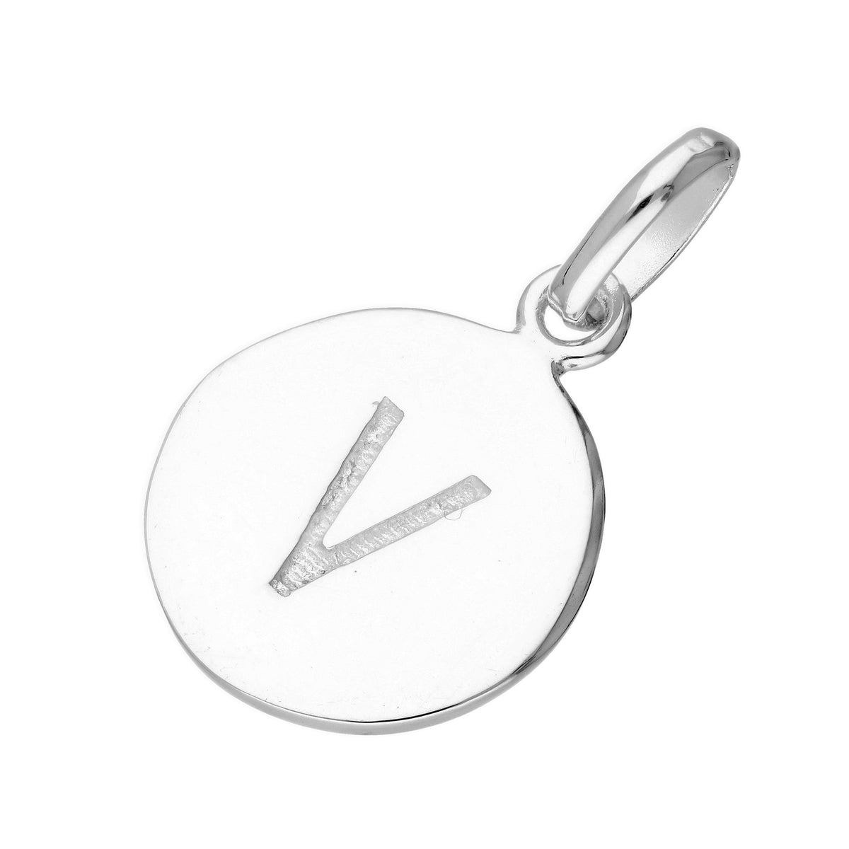 Sterling Silver Engravable Round Alphabet Letter Charm A-Z