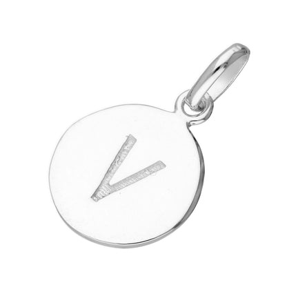 Sterling Silver Engravable Round Alphabet Letter Charm A-Z