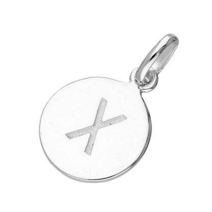 Sterling Silver Engravable Round Alphabet Letter Charm A-Z