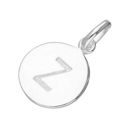 Sterling Silver Engravable Round Alphabet Letter Charm A-Z