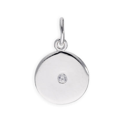 Sterling Silver & Clear CZ Crystal Round Charm