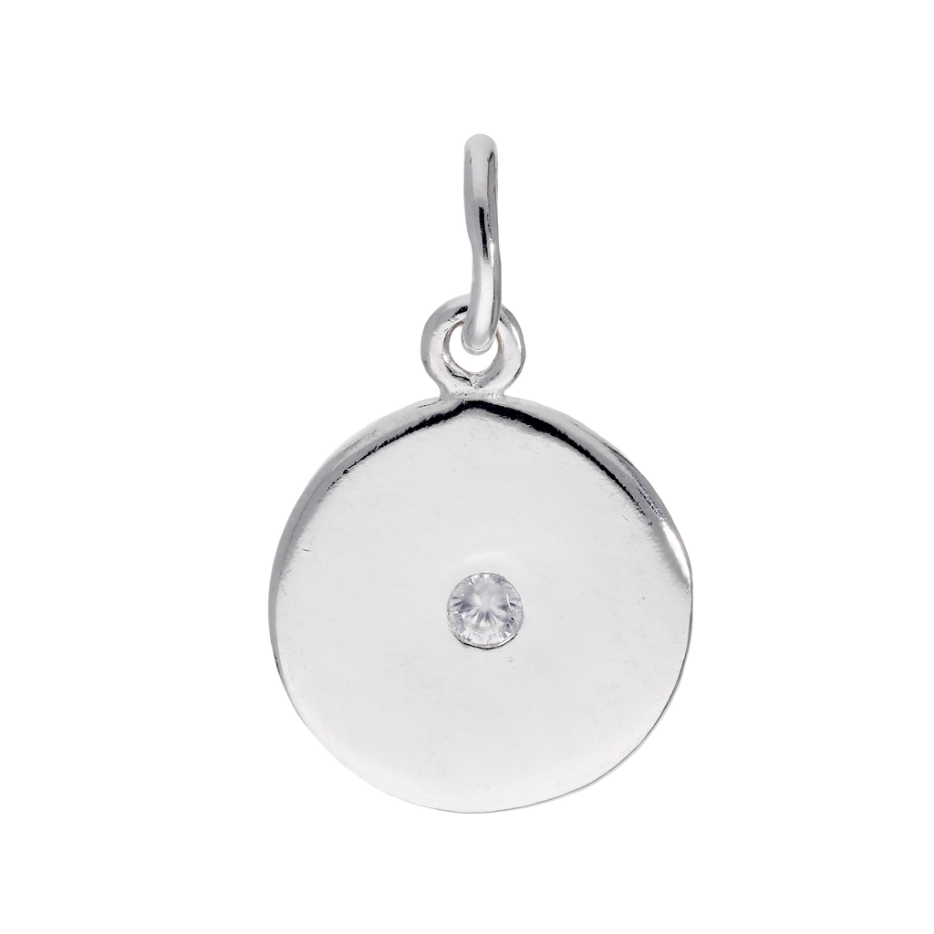 Sterling Silver & Clear CZ Crystal Round Charm