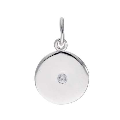 Sterling Silver & Clear CZ Crystal Round Charm
