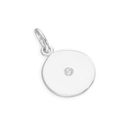 Sterling Silver & Clear CZ Crystal Round Charm