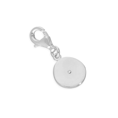 Sterling Silver & Clear CZ Crystal Round Clip on Charm