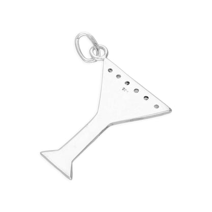 Sterling Silver & Clear CZ Crystal Cocktail Glass Charm