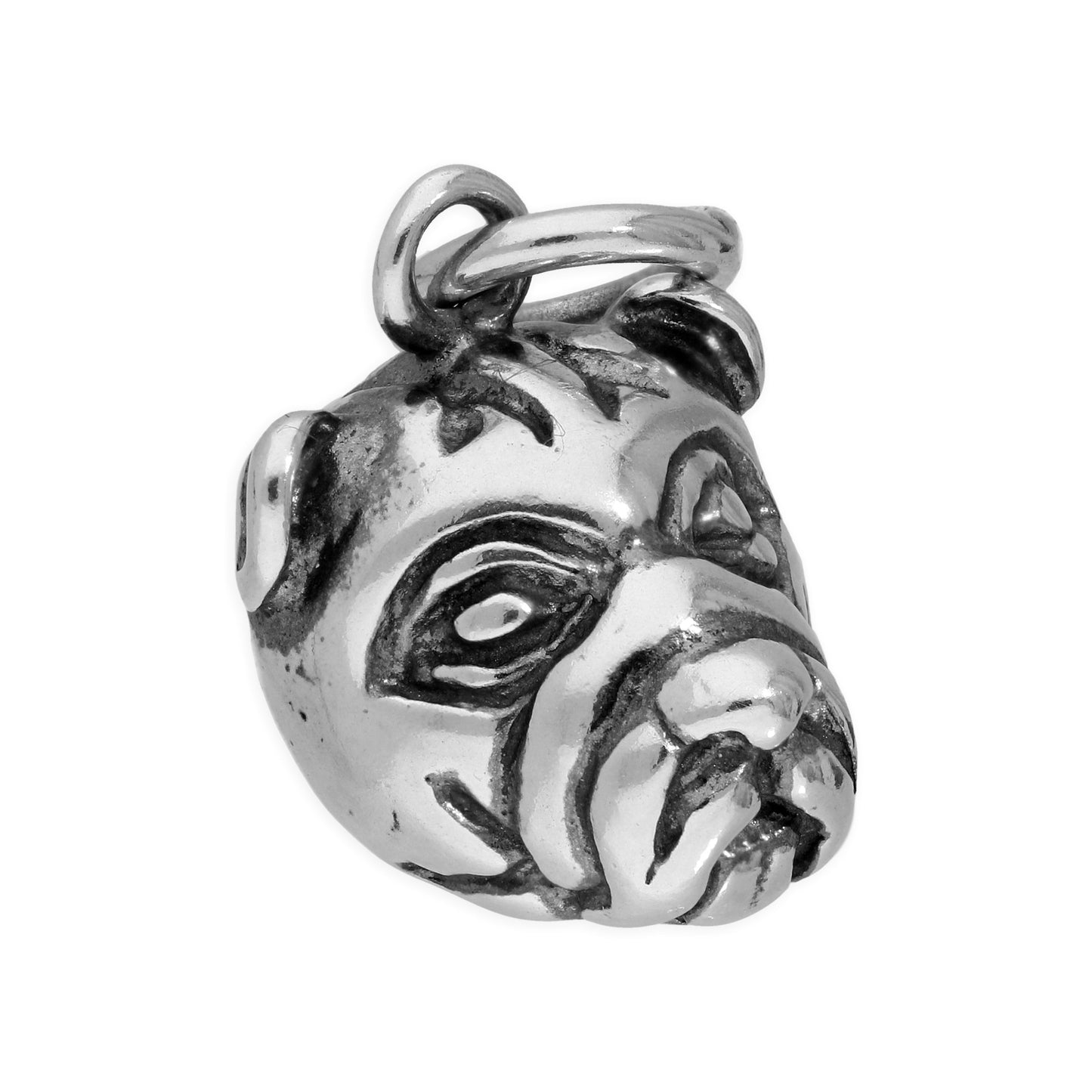 Sterling Silver 3D Bulldog Head Charm