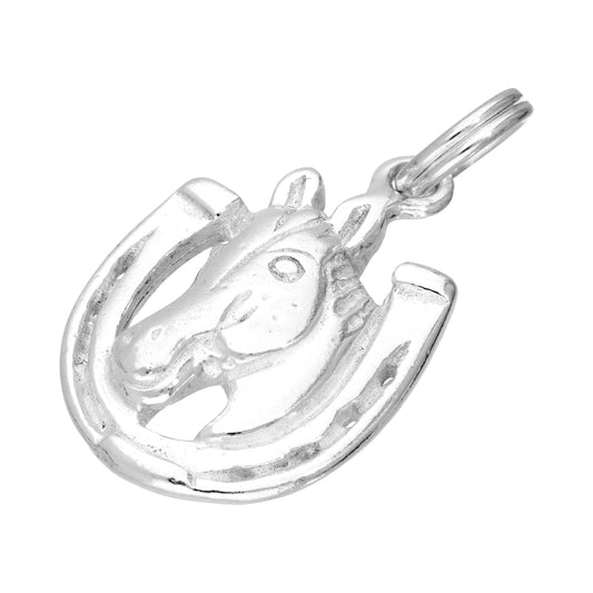 Sterling Silver Horse & Lucky Horseshoe Charm