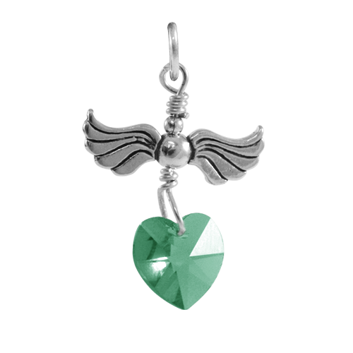 Sterling Silver Love Flight May Birthstone Charm