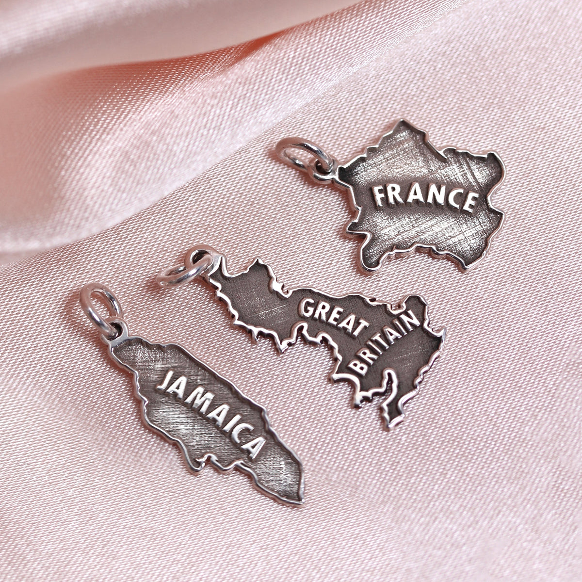 Personalised Sterling Silver Any Country Map Charm