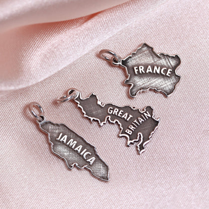 Personalised Sterling Silver Any Country Map Charm
