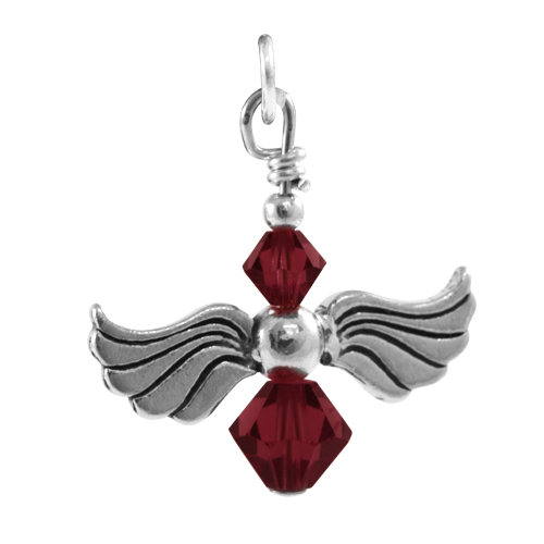 Sterling Silver Amethyst Crystal Angel Charm