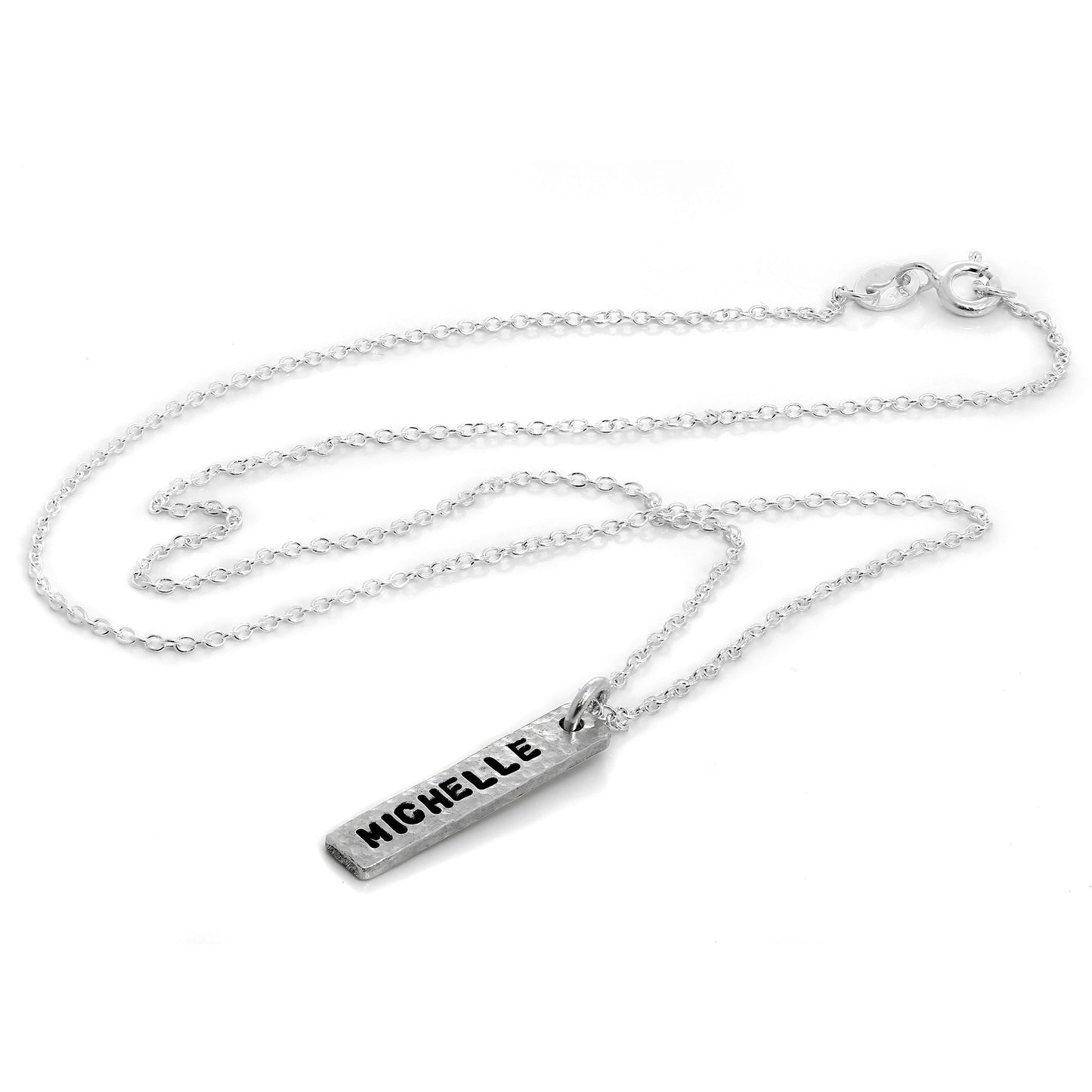 Personalised Sterling Silver Hammered Drop Hand Made Necklace