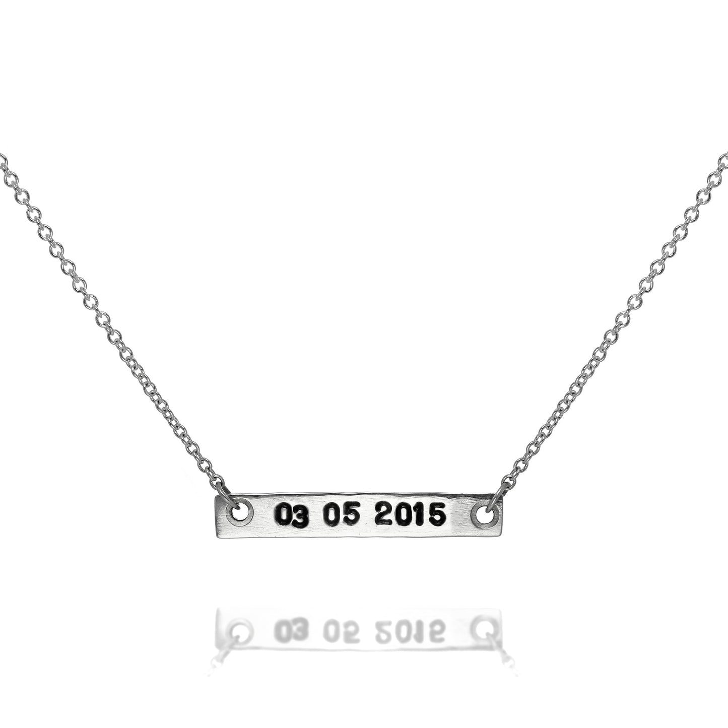Personalised Sterling Silver Matt Hand Stamped Bar Necklace